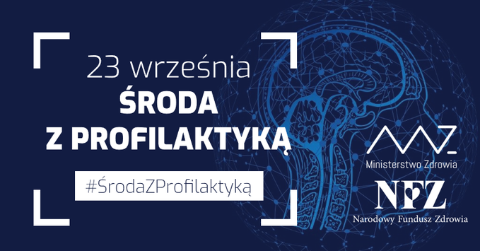 Infografika. Treść: Środa z Profilaktyką - Alzheimer i choroby mózgu