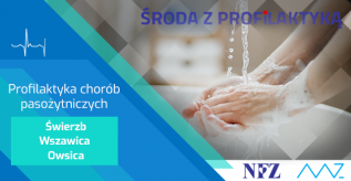 Na zdjęciu: Namydlone ręce pod strumieniem wody. Tekst: Profilaktyka chorób pasożytniczych - Świerzb, Wszawica, Owsica